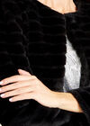 Self Stripe Faux Fur Jacket, Black, large
