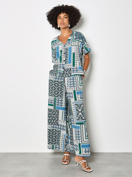 Folk Patchwork Wide Leg Trousers