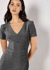 Metallic Bodycon Wrap Mini Dress, Light Grey / Silver, large
