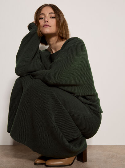 Ribbed Knit Batwing Jumper