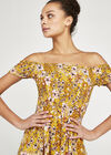 Summer Floral Bardot Midi Dress, Mustard, large