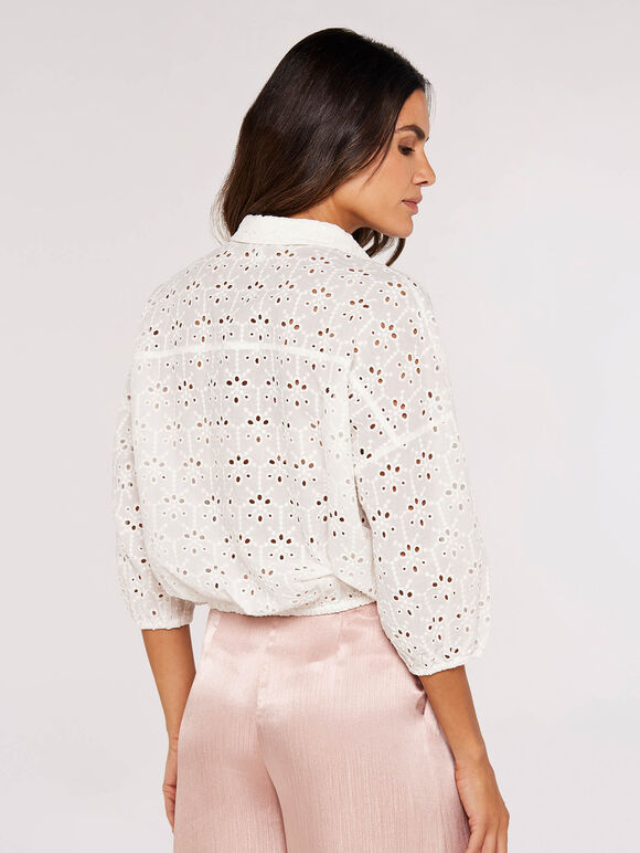 Broderie Anglaise Shirt, White, large