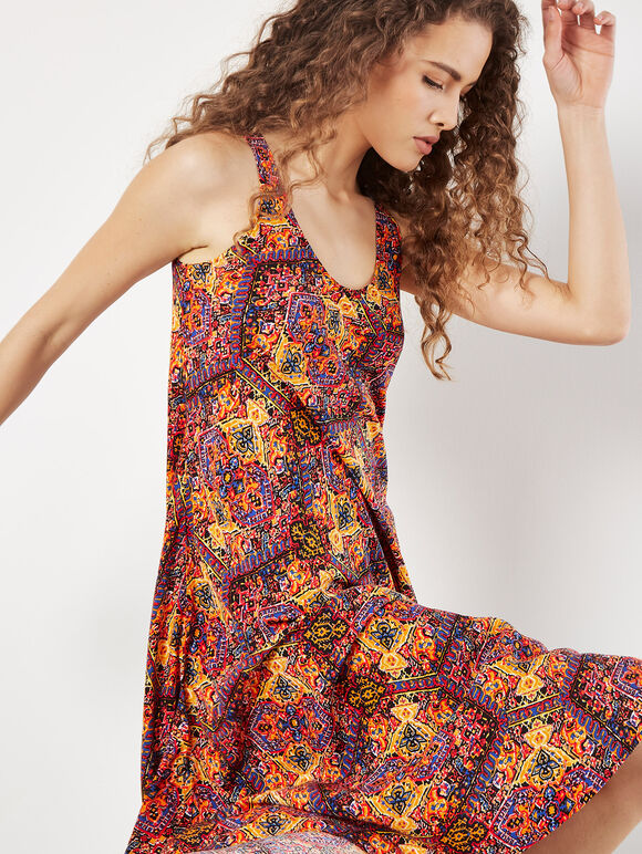 Hexagon Mandala Midi Dress, Yellow, large