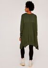 Longline Side Button Jumper, Khaki, large