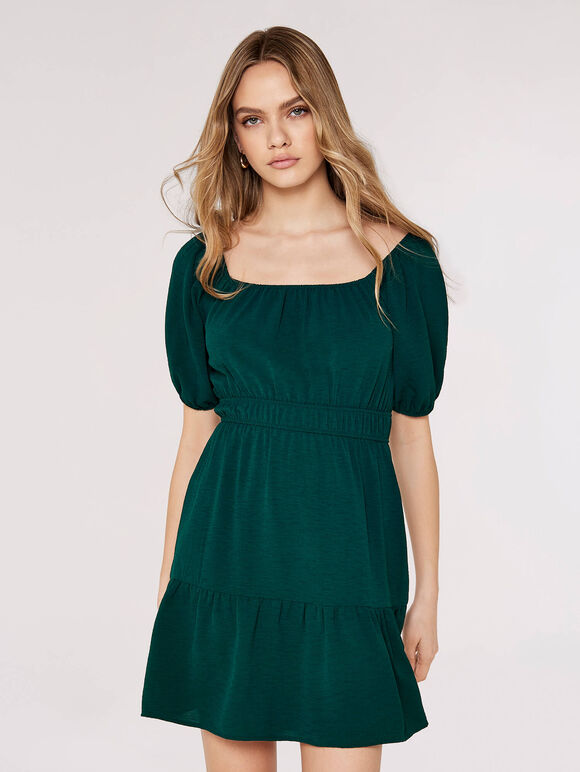 Milkmaid Mini Dress, Green, large