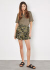 Mixed Animal Print Skort, Khaki, large