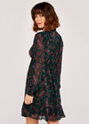 Paisley Long Sleeve Ruffle Dress, Green, large