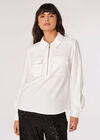 Soft Twill Zip Blouse, White, large