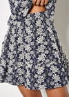 Floral Embroidered Mini Skirt, Navy, large