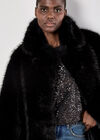 Faux Fur Longline Coat, Black, large