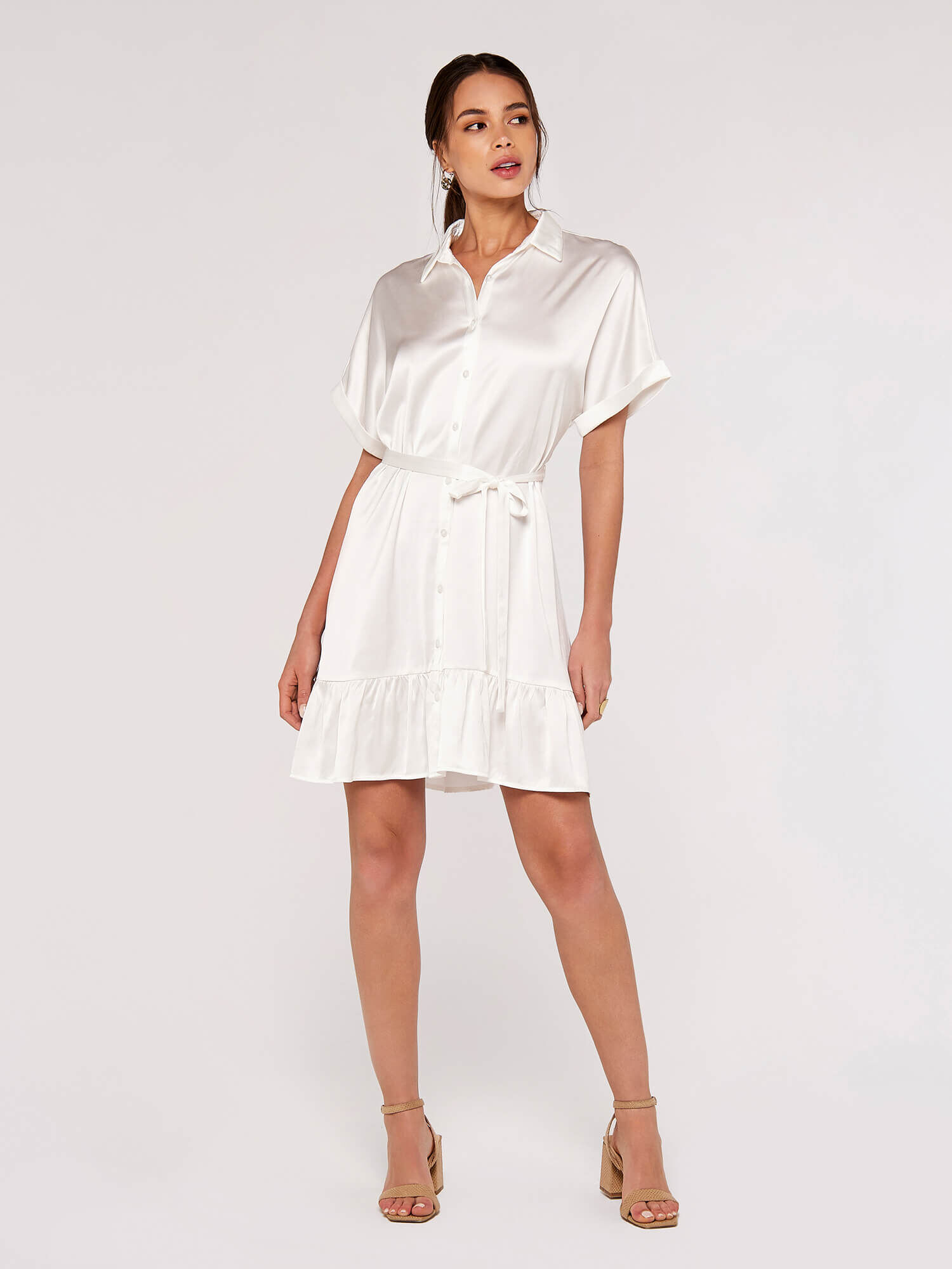 Ruffle hem shirt dress online
