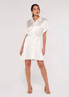 Ruffle Shirt Mini Dress, White, large