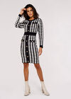 Diamond Print Mini Dress, Black, large