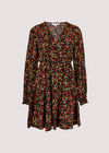 Ditsy Floral Tiered Mini Dress, Black, large