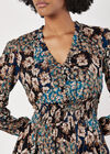 Patchwork Floral Shimmer Mini Dress, Teal, large