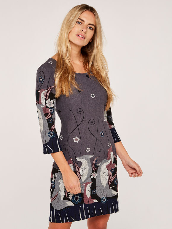 Foxes Dress, Dark Grey - Charcoal, large