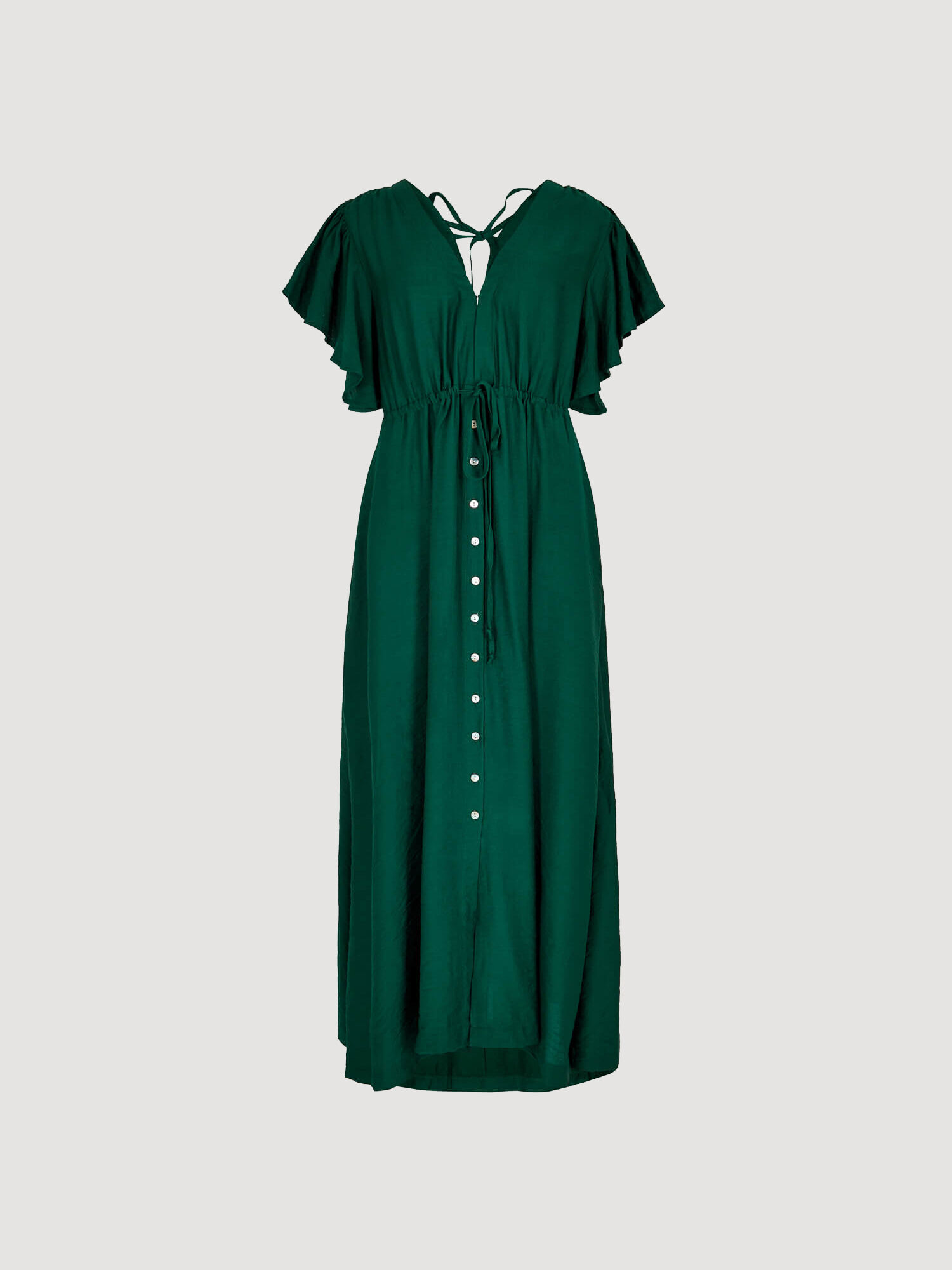 Angel Sleeve Button Down Maxi Dress