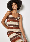 Crochet Stripe Midaxi Dress, Brown, large