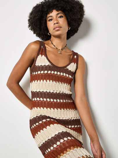 Crochet Stripe Midaxi Dress