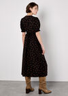 Polka Dot Button-Down Midi Dress, Black, large