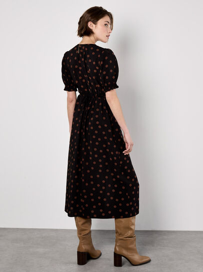 Polka Dot Button-Down Midi Dress