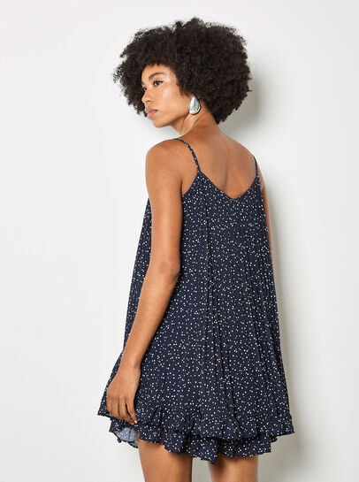 Poka Dot Pleated Chiffon Cami Top