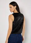 Double Tie Sequin Waistcoat, Black, large