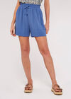 Linen Mix Shorts, Blue, large