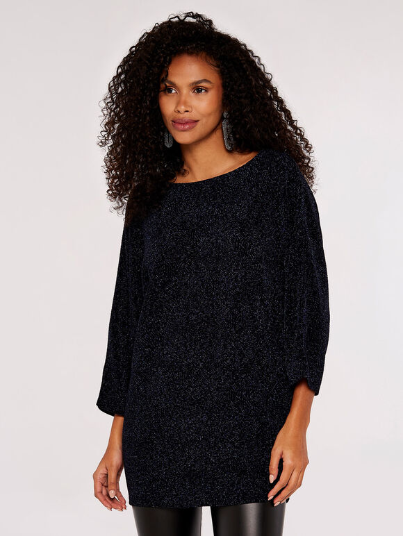 Metallic Swirl Batwing Top, Navy, large