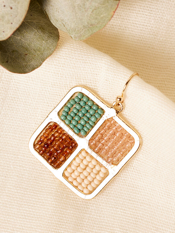 Multi Four Square Earrings, Assorted, large