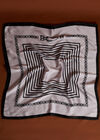 Printed Satin Scarf, White, large