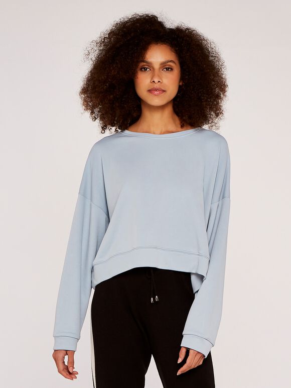Cropped Sweatshirt, Blue, large
