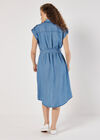 Denim Shirt Mini Dress, Blue, large