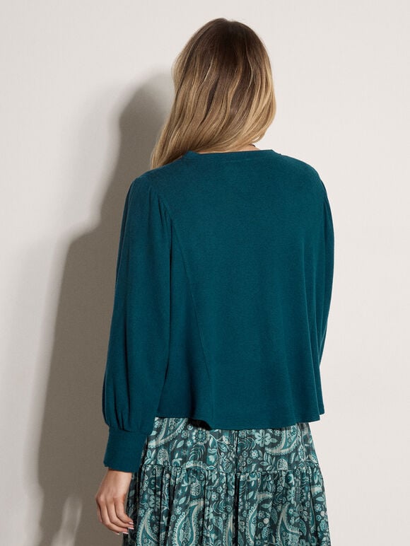 Soft Oversized Batwing Jumper, Teal, large