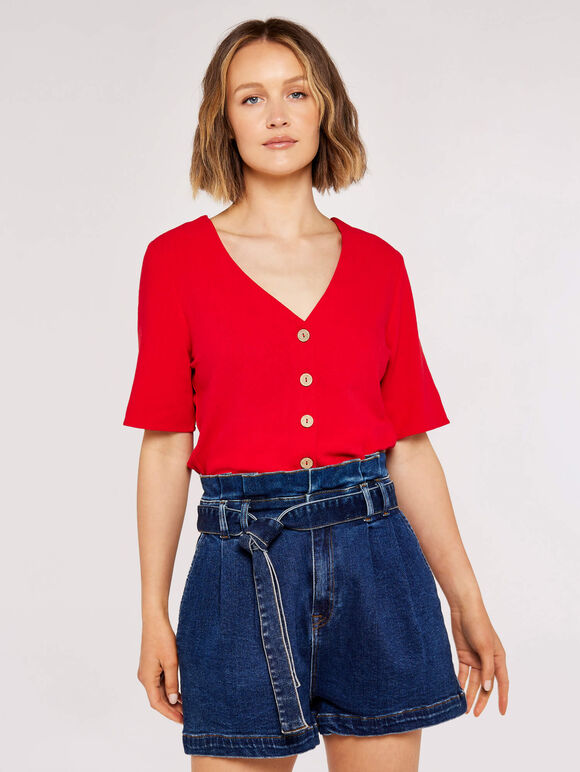 Button Down Top, Red, large