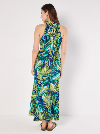 Painterly Tropical Jersey Maxi Dress