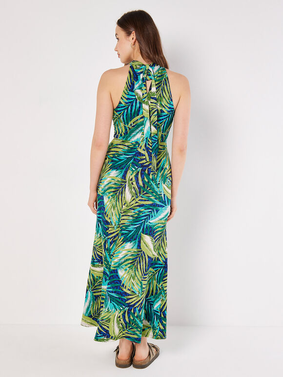 Painterly Tropical Jersey Maxi Dress, Blue, large