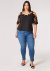 Curve Lace Cold Shoulder Top, Black, large