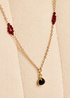 Gold Tone Black And Red Stone Necklace, Black, large