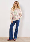 Wavy Stripe Pastel Jumper, Stone, large