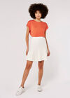 Pleated Knitted Mini Skirt, White, large