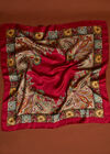 Printed Satin Scarf, Red, large
