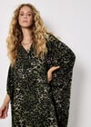 Leopard Print Kimono Midi Dress, Khaki, large