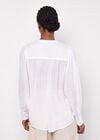 Grandad Collar Slub Fabric Shirt, White, large