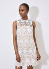 Lace Shift Mini Dress, White, large
