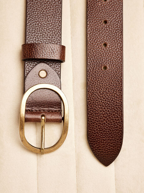 Leather Gold Buckle Belt