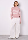 Mock Neck Stripe Jumper, Pink, large