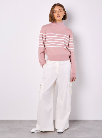 Mock Neck Stripe Jumper