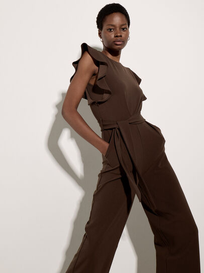 Ruffle Sleeve Jersey Jumpsuit