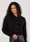 Soft Twill Cropped Shirt, Black, large
